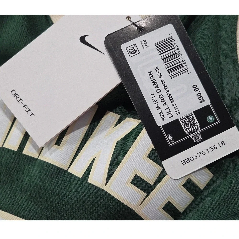 Milwaukee Bucks Damian Lillard‎ Jersey Youth Medium Nike NBA Green Swingman New